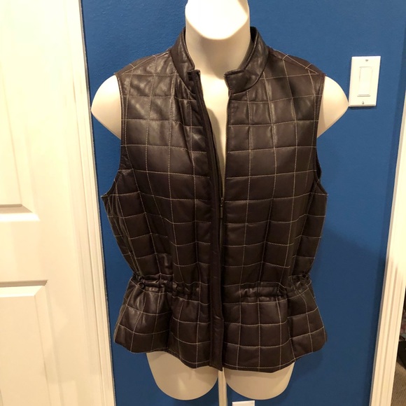 Lafayette 148 Chocolate Brown Leather Vest
